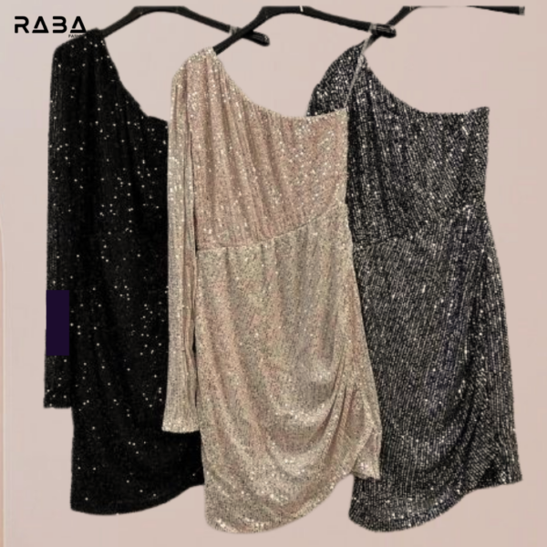 One-Shoulder Sequined Party Dress - Image 2