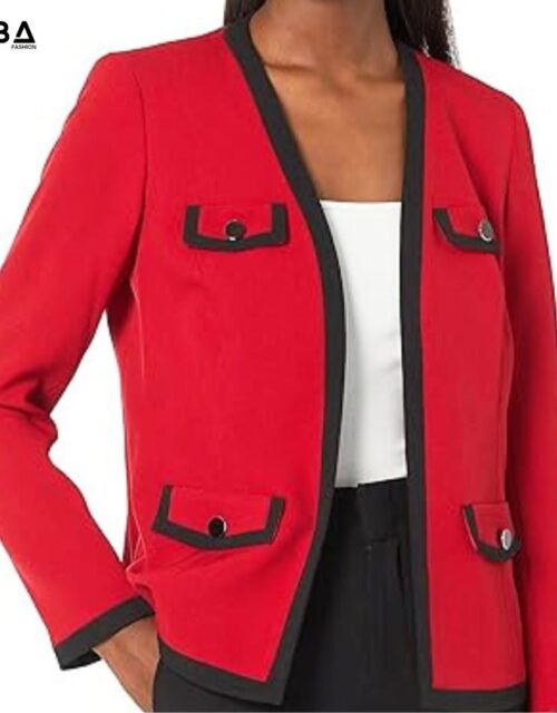 Red Tailored Pants and Matching Blazer Set