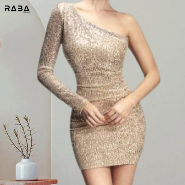 One-Shoulder Sequined Party Dress - Image 4